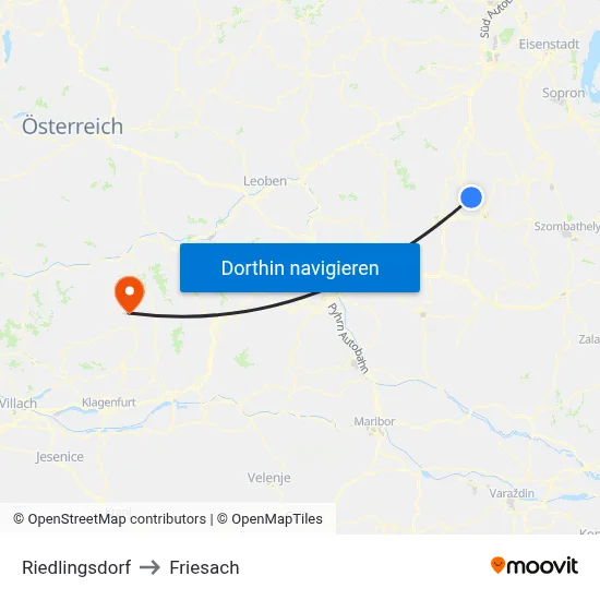 Riedlingsdorf to Friesach map