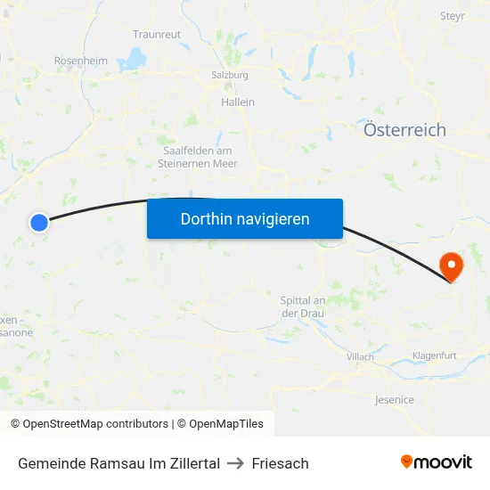 Gemeinde Ramsau Im Zillertal to Friesach map