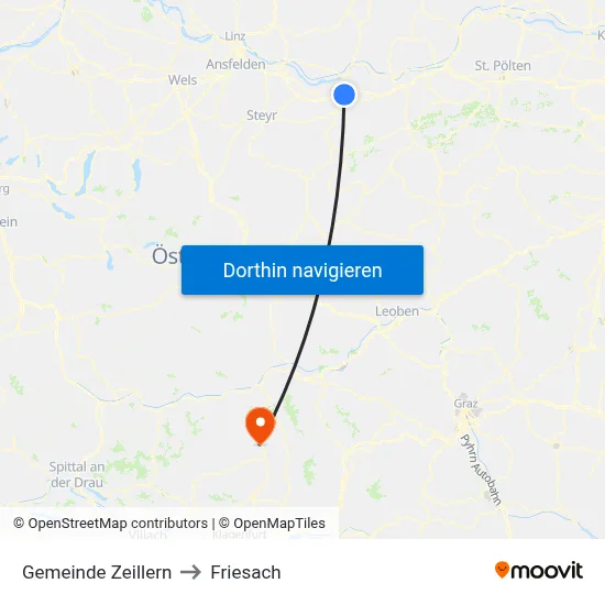 Gemeinde Zeillern to Friesach map
