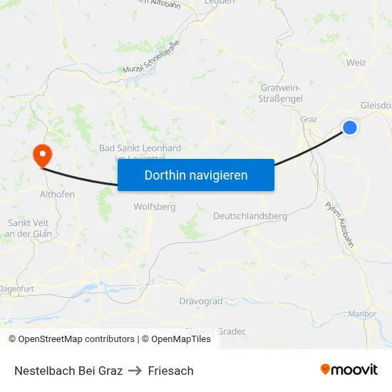 Nestelbach Bei Graz to Friesach map
