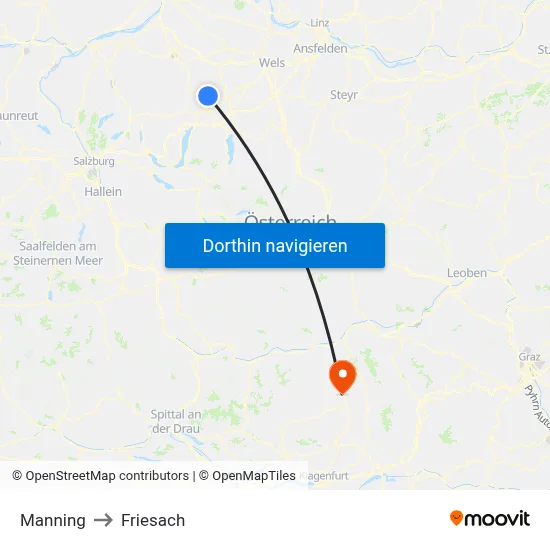 Manning to Friesach map
