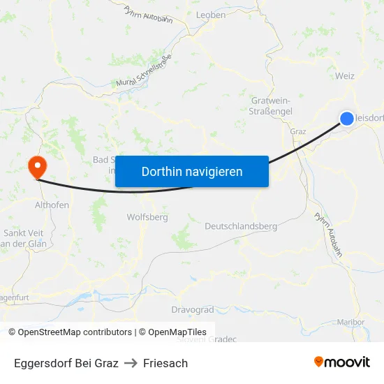Eggersdorf Bei Graz to Friesach map