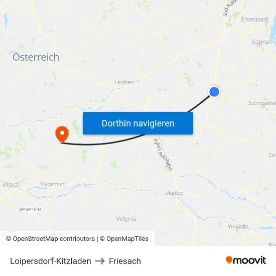 Loipersdorf-Kitzladen to Friesach map