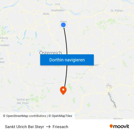 Sankt Ulrich Bei Steyr to Friesach map