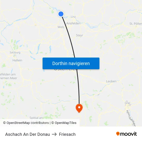 Aschach An Der Donau to Friesach map