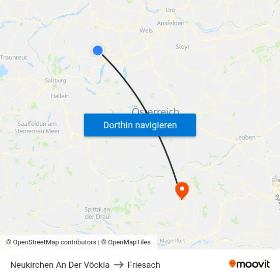Neukirchen An Der Vöckla to Friesach map