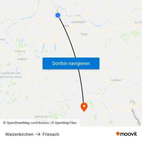 Waizenkirchen to Friesach map