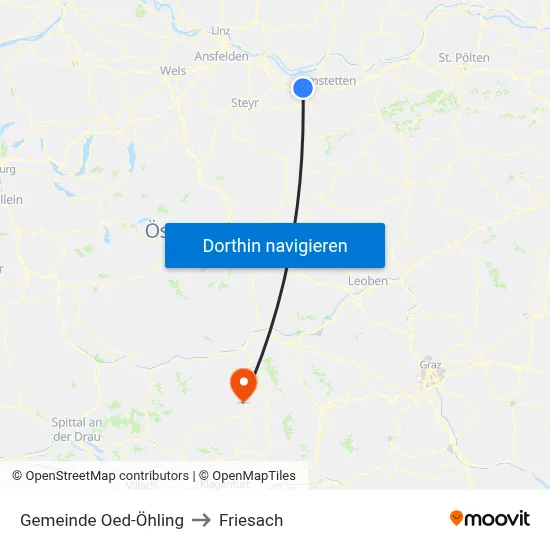 Gemeinde Oed-Öhling to Friesach map