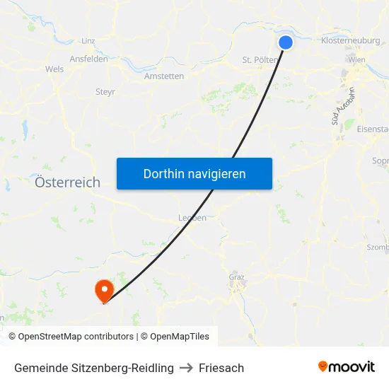 Gemeinde Sitzenberg-Reidling to Friesach map