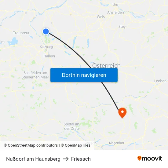 Nußdorf am Haunsberg to Friesach map