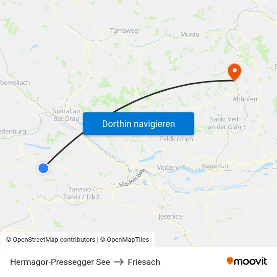 Hermagor-Pressegger See to Friesach map
