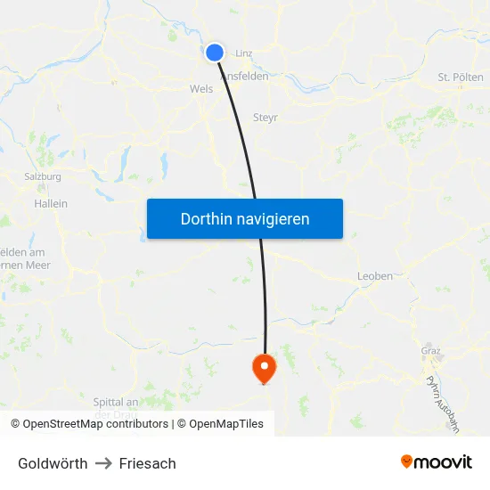 Goldwörth to Friesach map