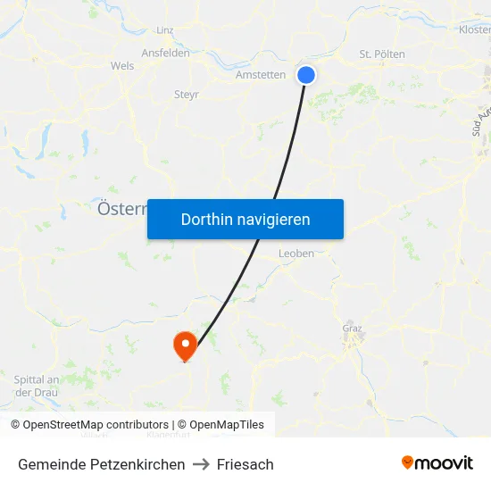 Gemeinde Petzenkirchen to Friesach map