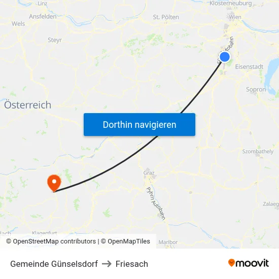 Gemeinde Günselsdorf to Friesach map