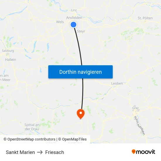 Sankt Marien to Friesach map
