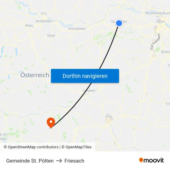 Gemeinde St. Pölten to Friesach map