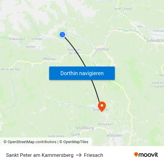 Sankt Peter am Kammersberg to Friesach map