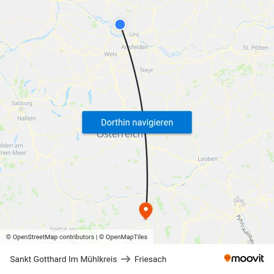 Sankt Gotthard Im Mühlkreis to Friesach map