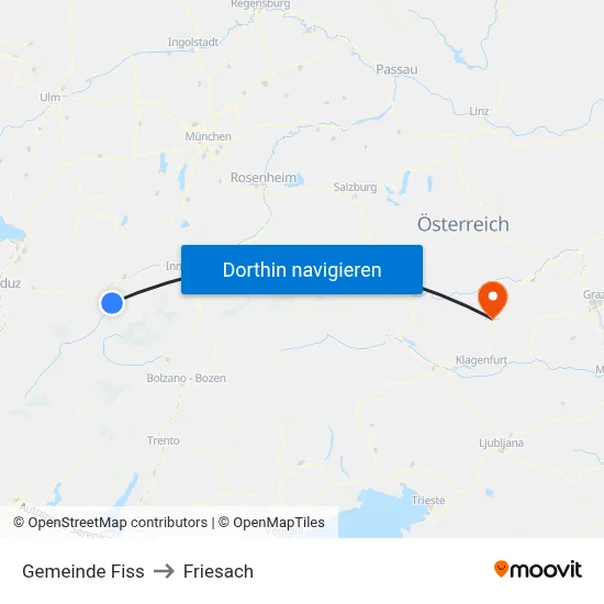 Gemeinde Fiss to Friesach map