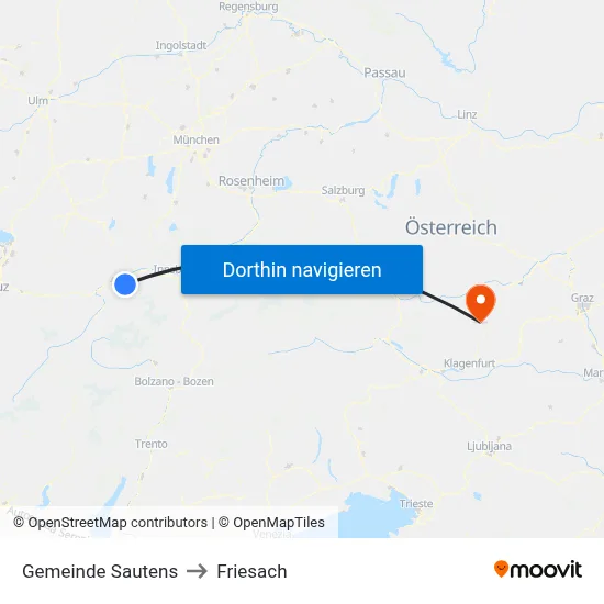 Gemeinde Sautens to Friesach map