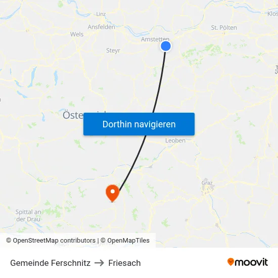 Gemeinde Ferschnitz to Friesach map