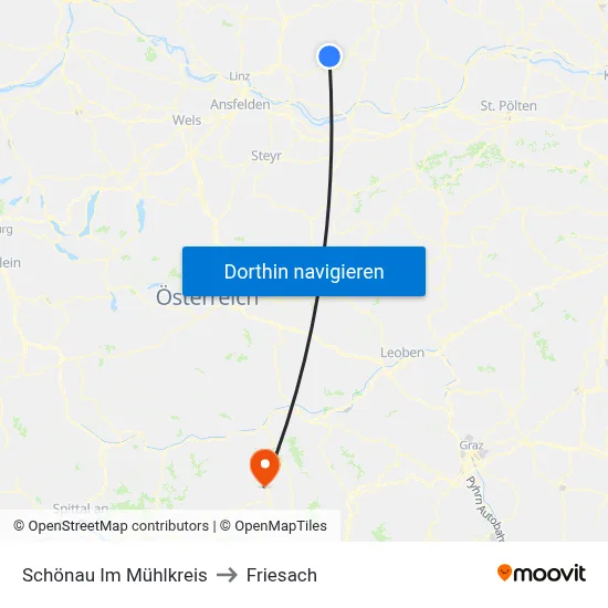 Schönau Im Mühlkreis to Friesach map