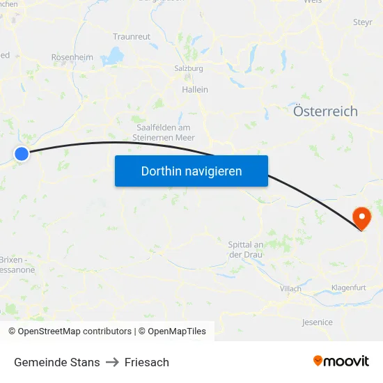 Gemeinde Stans to Friesach map