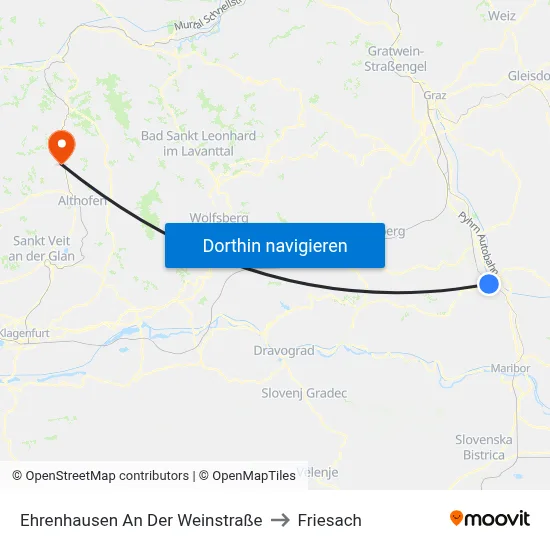 Ehrenhausen An Der Weinstraße to Friesach map