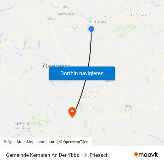 Gemeinde Kematen An Der Ybbs to Friesach map