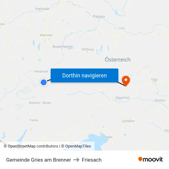 Gemeinde Gries am Brenner to Friesach map
