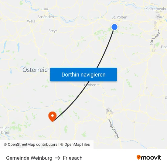 Gemeinde Weinburg to Friesach map