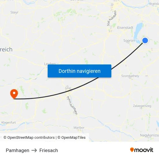 Pamhagen to Friesach map