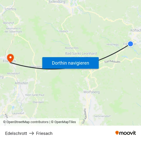 Edelschrott to Friesach map