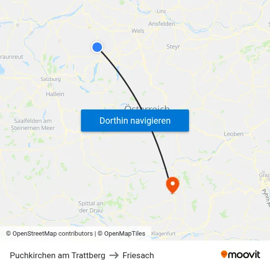Puchkirchen am Trattberg to Friesach map