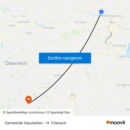 Gemeinde Hausleiten to Friesach map