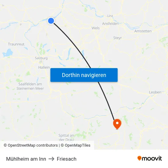 Mühlheim am Inn to Friesach map
