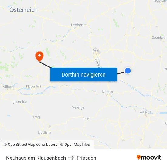 Neuhaus am Klausenbach to Friesach map