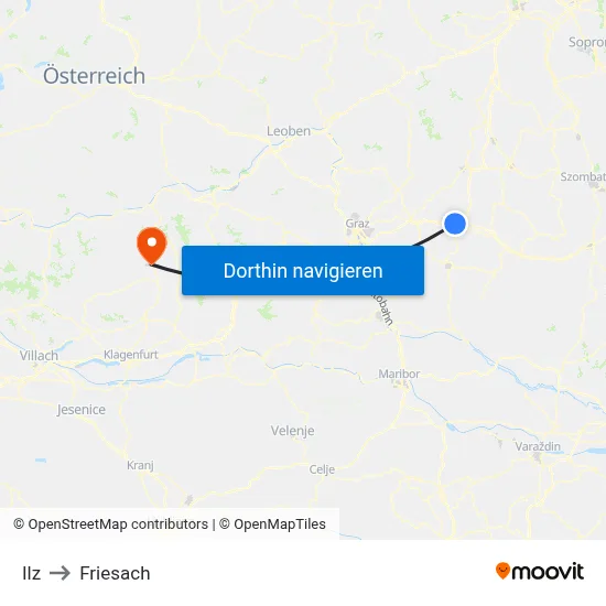 Ilz to Friesach map