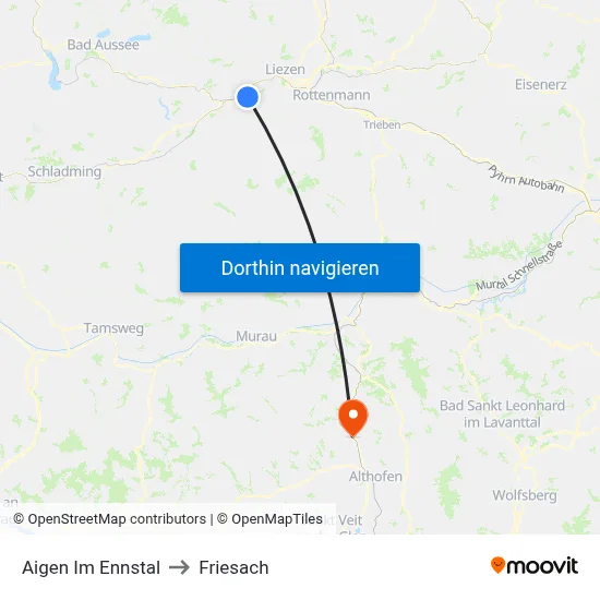 Aigen Im Ennstal to Friesach map