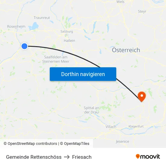 Gemeinde Rettenschöss to Friesach map
