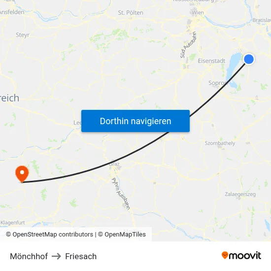 Mönchhof to Friesach map