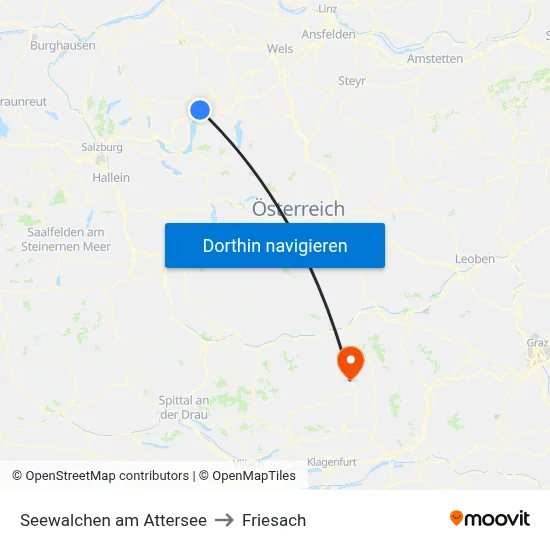 Seewalchen am Attersee to Friesach map
