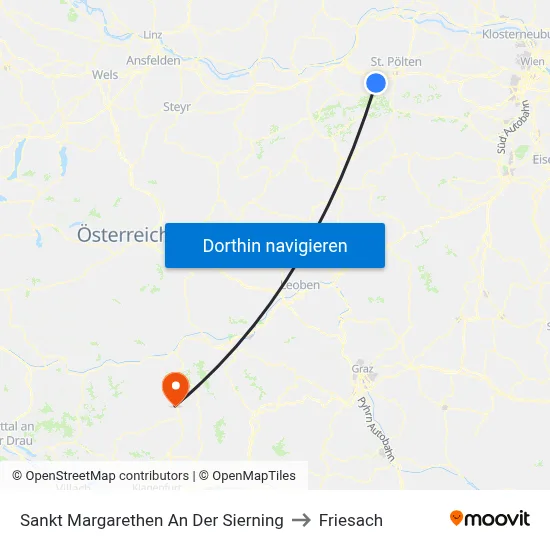 Sankt Margarethen An Der Sierning to Friesach map