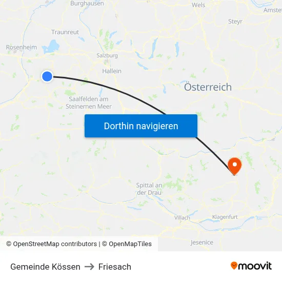 Gemeinde Kössen to Friesach map