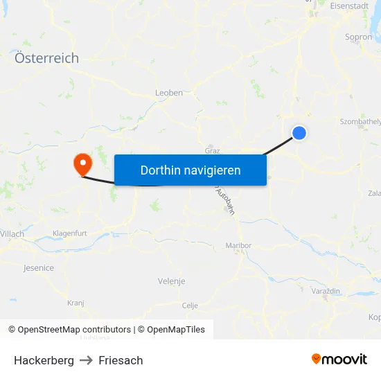 Hackerberg to Friesach map