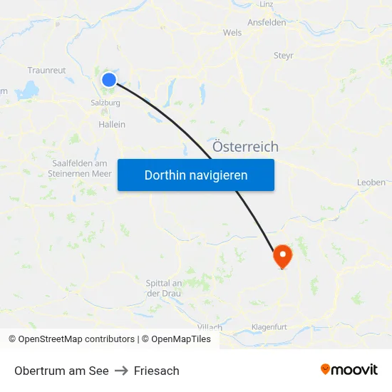 Obertrum am See to Friesach map