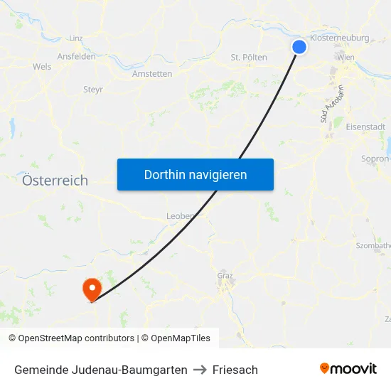 Gemeinde Judenau-Baumgarten to Friesach map