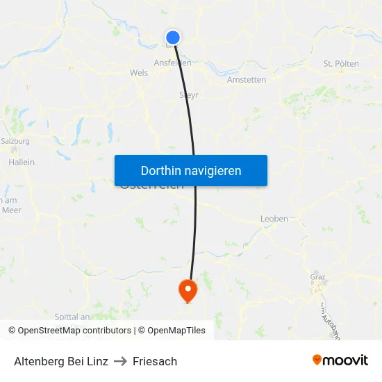 Altenberg Bei Linz to Friesach map