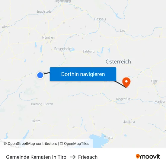 Gemeinde Kematen In Tirol to Friesach map