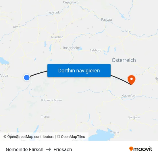 Gemeinde Flirsch to Friesach map